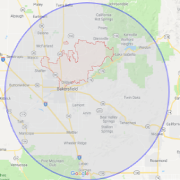 map of 911 restoration bakersfield service area